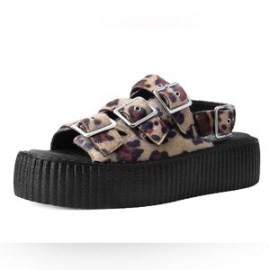 T.U.K Tan Leopard 3-Buckle Mondo Sandal
